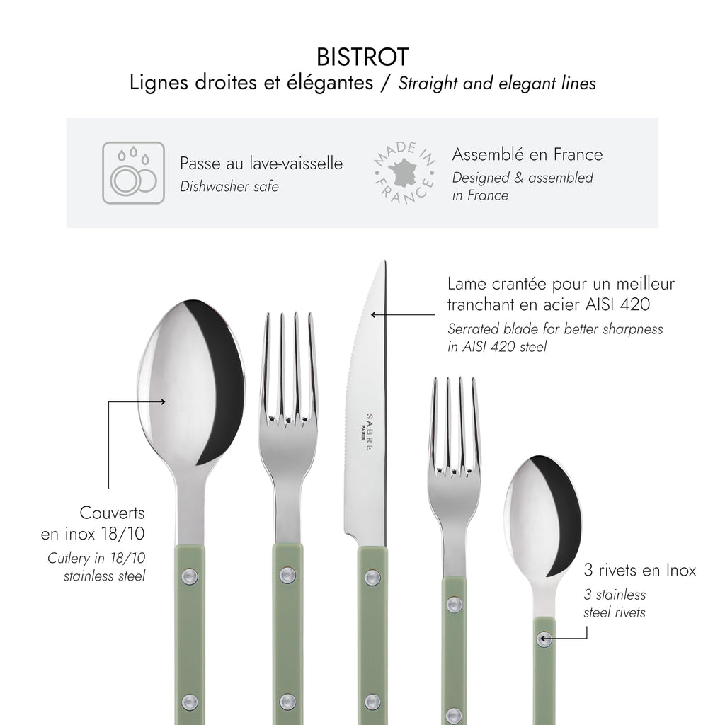 20-Piece Flatware Set for 4 - Bistrot Collection - Knife, Fork, Soup Spoon, Teaspoon & Dessert Fork - Stainless Steel