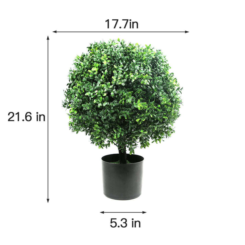 21.6" Tall Artificial Boxwood Topiary Ball Tree Set of 2