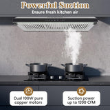Stainless Steel Under Cabinet Range Hood 1200 CFM 3 Speed Gesture Control, Adjustable LED Lights Ducted