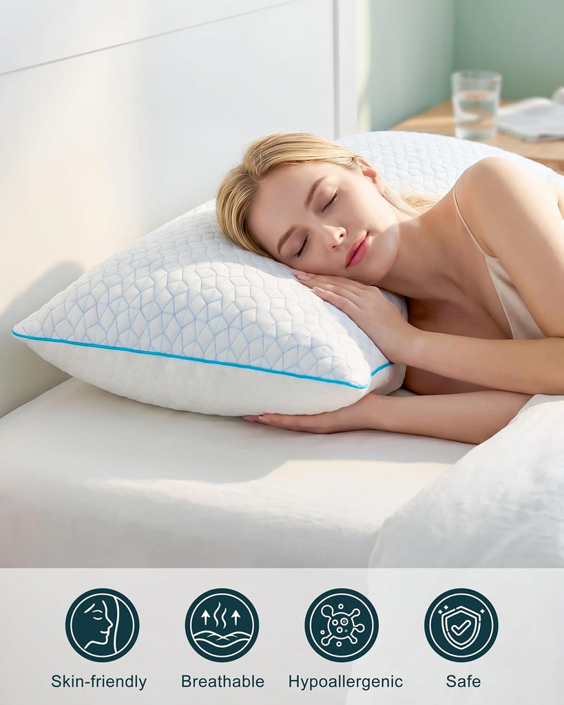 Cooling Body Pillows for Side Sleeper, Double Sided for Hot Sleepers, Firm Shredded Memory Foam Long Pillow for Bed