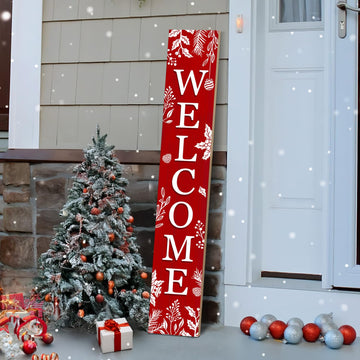 Christmas Porch Sign Xmas Welcome Sign Vertical Standing Sign For Front Porch Decor Farmhouse Wall Hanging Yard Party