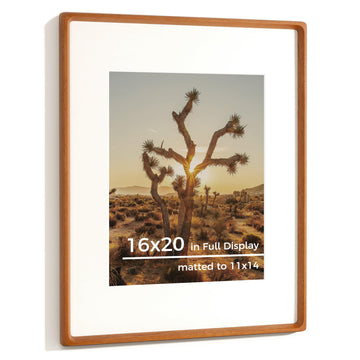 16x20 Picture Frame USA-Sourced Natural Teak Solid Wood Photo Frame Handcrafted Rounded Corner Wooden Frame with Real