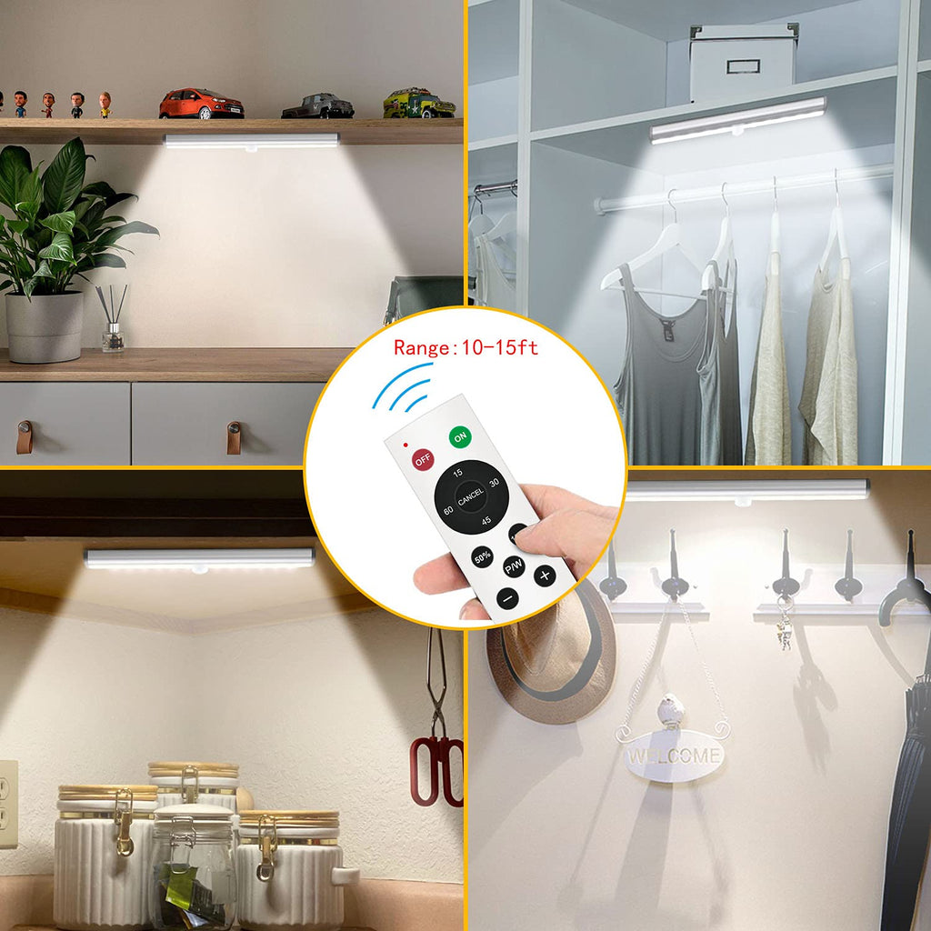 Remote Control Under Cabinet Lighting Wireless 6 Pack, 20-LED Dimmable Closet Lights Rechargeable Under Counter