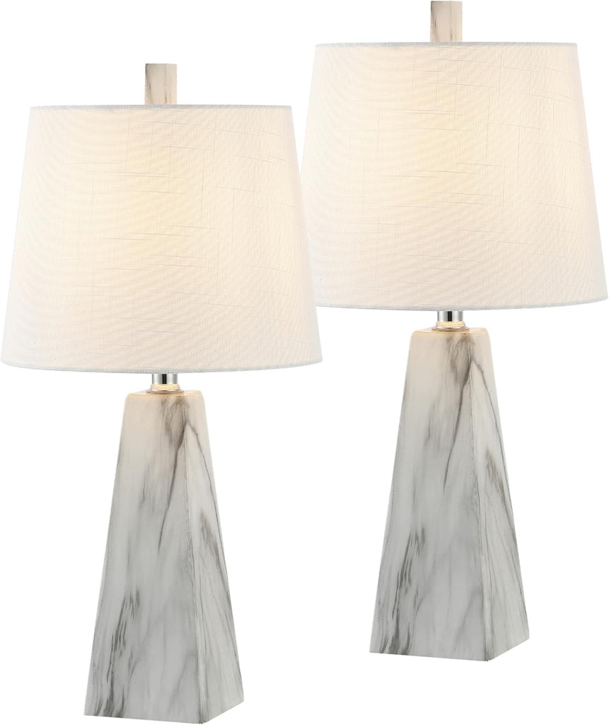 20.5" White Marble Finish Modern Resin Table Lamp Living Room
