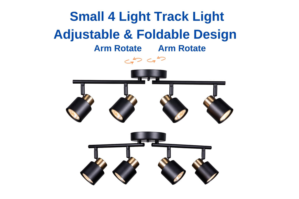 4 Light Track Lighting Kit, Matt Black Brass Finish Adjustable with Moden Flush Mount Ceiling Spotlight Improvement