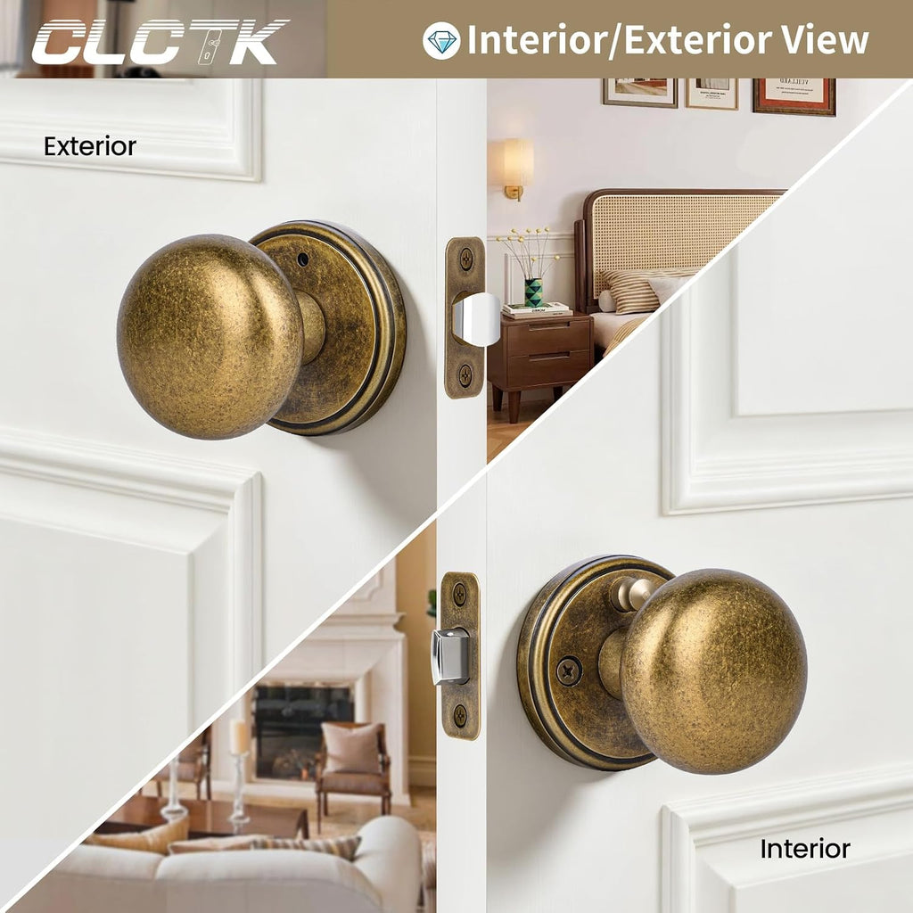 Antique Brass Privacy Vintage Door Knobs Interior with Lock