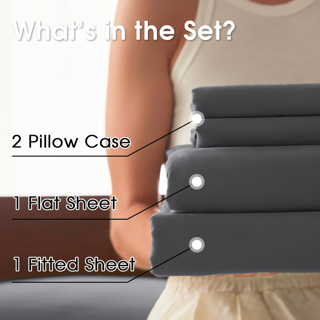 King Size 4 Piece Sheet Set - Comfy Breathable & Cooling Bed Sheets Set, Soft and Wrinkle Free, Deep Pockets, Easy &