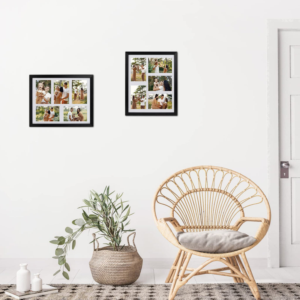 4 Pack 5 Openings 4x6 Collage Picture Frame Black, White Mat