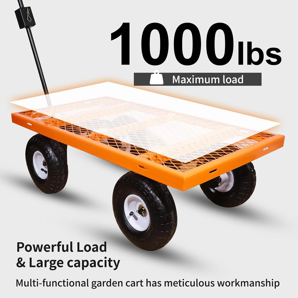 N 1000 lb Metal Garden Cart, Heavy-Duty Utility Wagon