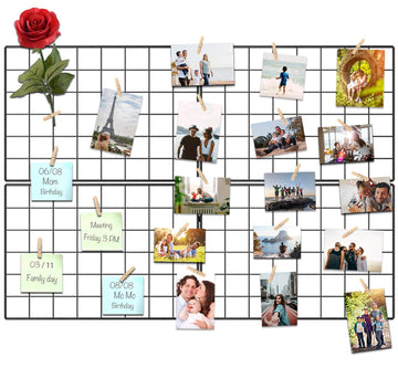 Wire Wall Grid Panel for Photo Display, DIY Iron Picture Frames Collage For Hanging Wall Decor, Foldable Multi