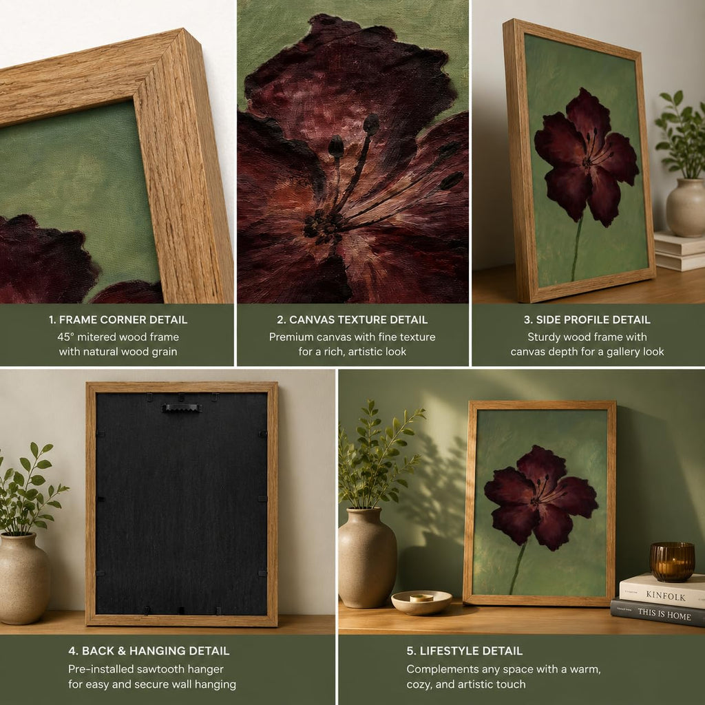 Dark Floral Wall Art Moody Flower Pictures Vintage Green Prints