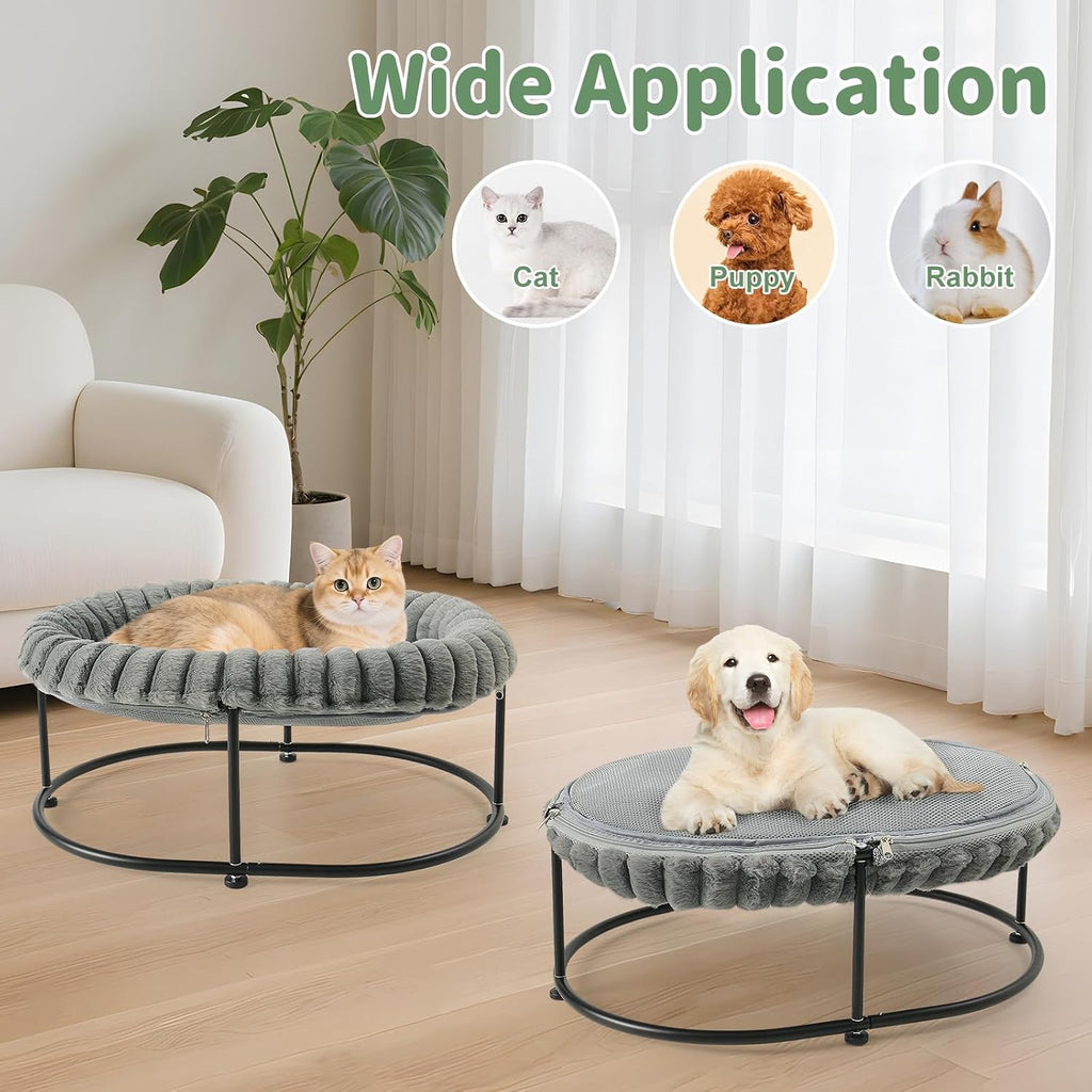 Elevated Cat Bed for Indoor Cats Raised Kitten Hammock Large High Puppy Cot Off Floor Self-Supporting Small Pet Chair