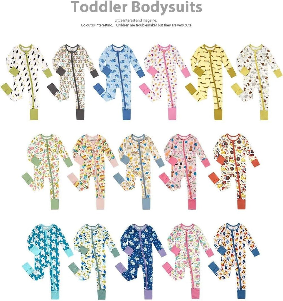 Unisex Baby Bamboo Viscose Pajamas with Mittens and Feet Long Sleeve