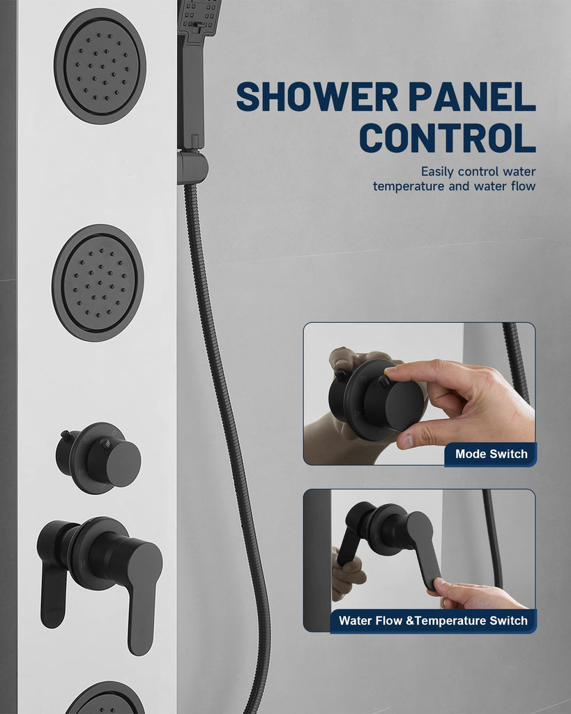 5 In 1 Shower Panel Brushed Nickel Shower Tower System