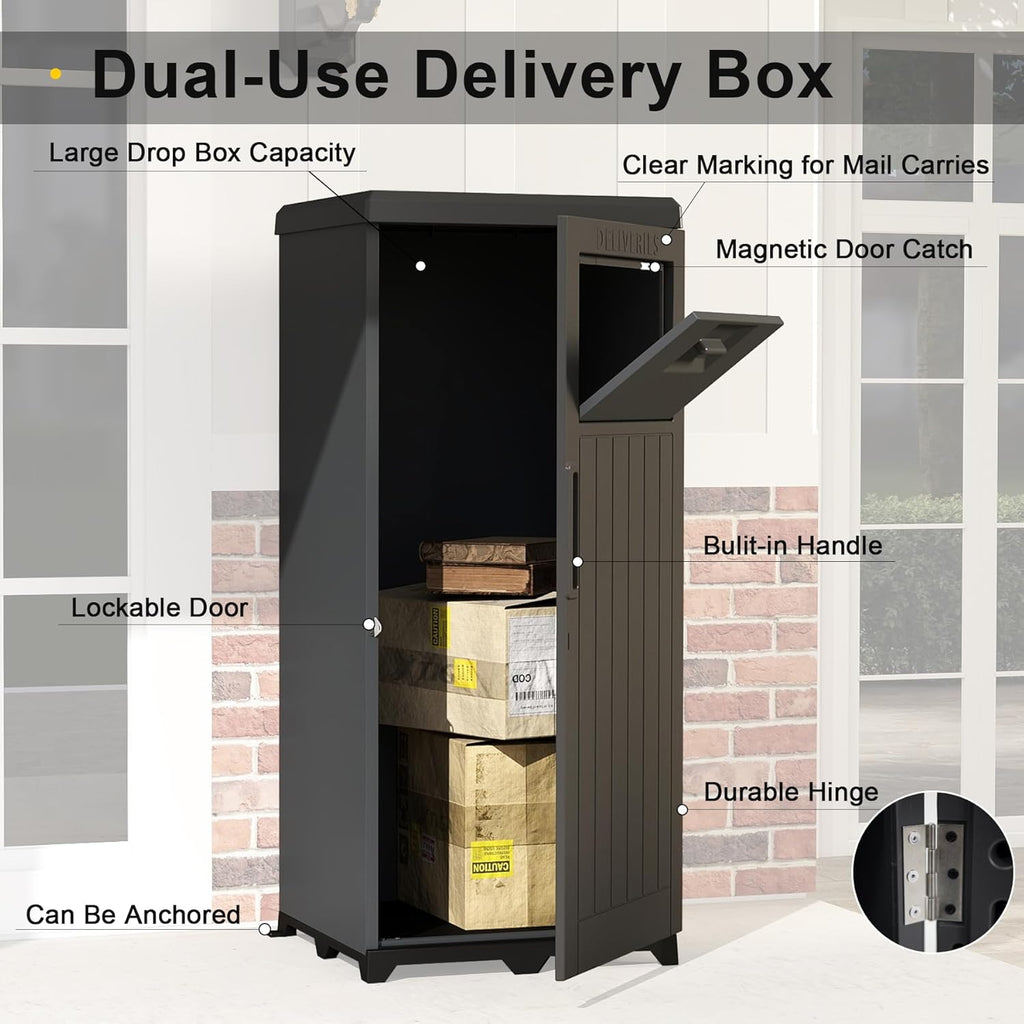 Domi Package Delivery Box Box with Lockable Secure, Waterproof Resin Storage Anti-Theft Outdoor Package Delivery