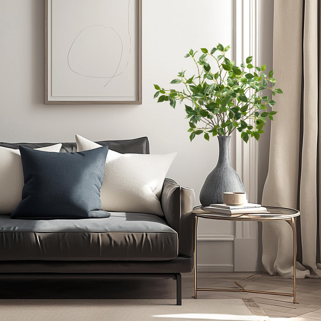 Artificial Plants Greenery Eucalyptus Stems Branches Plant Decor, Faux Rustic Ficus Leaf Floral for Indoor Table