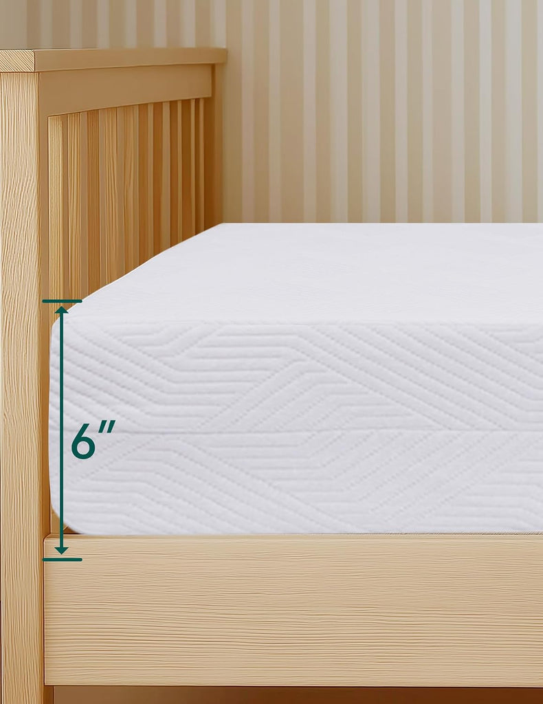 Ergonomic Zoning Crib Mattress, Memory Foam Toddler Mattress | Dual-Sided, 6" Thick, Removable & Machine Washable