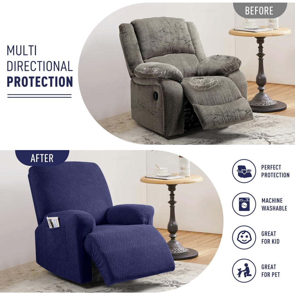 Oversized Recliner Chair Covers, Reclining Cover, Dark Blue