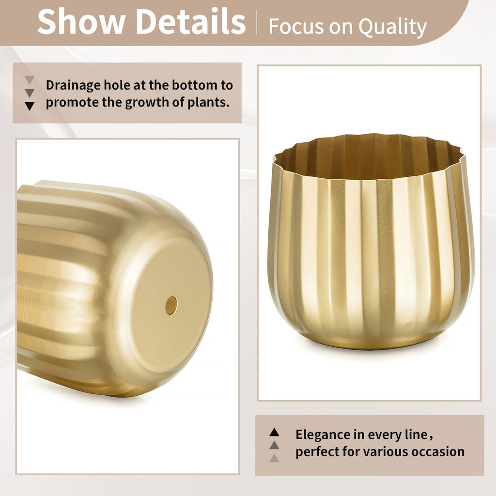 Gold Compote Vases Centerpiece, 4" Small Planter, 6 Pcs