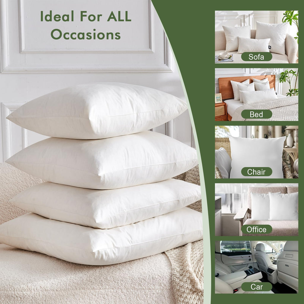 Organic Feathers Down Lumbar Pillow Insert 14x36, White