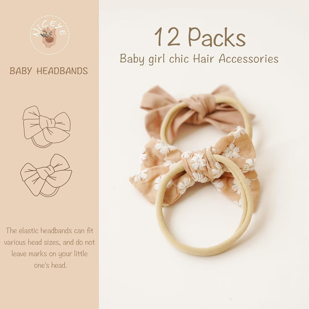 Baby Girl Bows and Headbands, Stretchy Nylon Hairbands Hair Bows