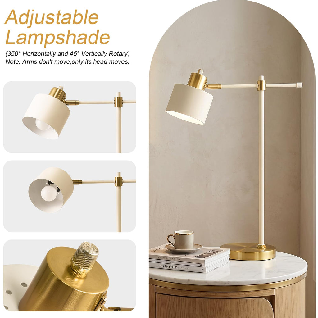 22.2" Modern Desk Lamp, Metal Table Lamp with LED Bulb, Adjustable Reading Lamps, Mid Century Nightstand Lamp