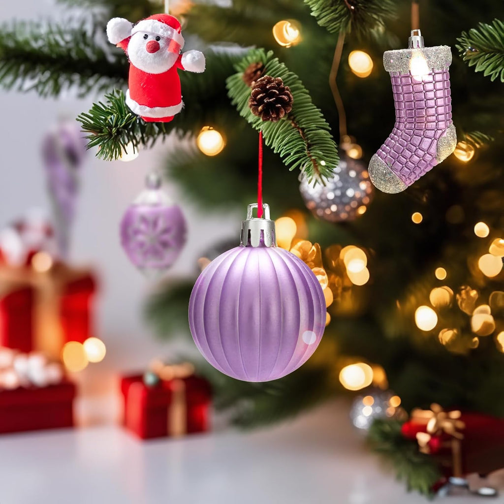 81ct Christmas Ball Ornaments Holiday Tree Decorations in a Reusable Hand-Help Gift Box for Xmas Tree Decor(Light