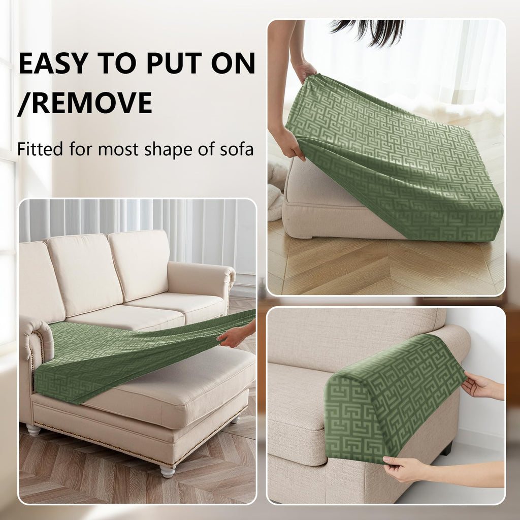 10 Pieces Stretch Sofa Cushion Covers for U-Shaped Modular Sectional Couch with 4 Seats+4 Backs+2 Arms, Upholstered