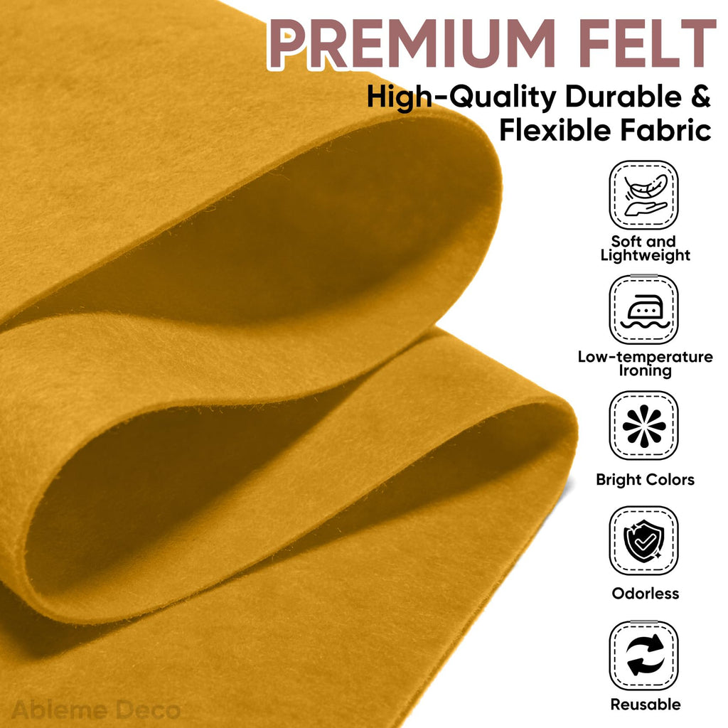 Soft Felt Fabric Sheet 18" x 36", 1.6mm Acrylic Craft Felt, Gold