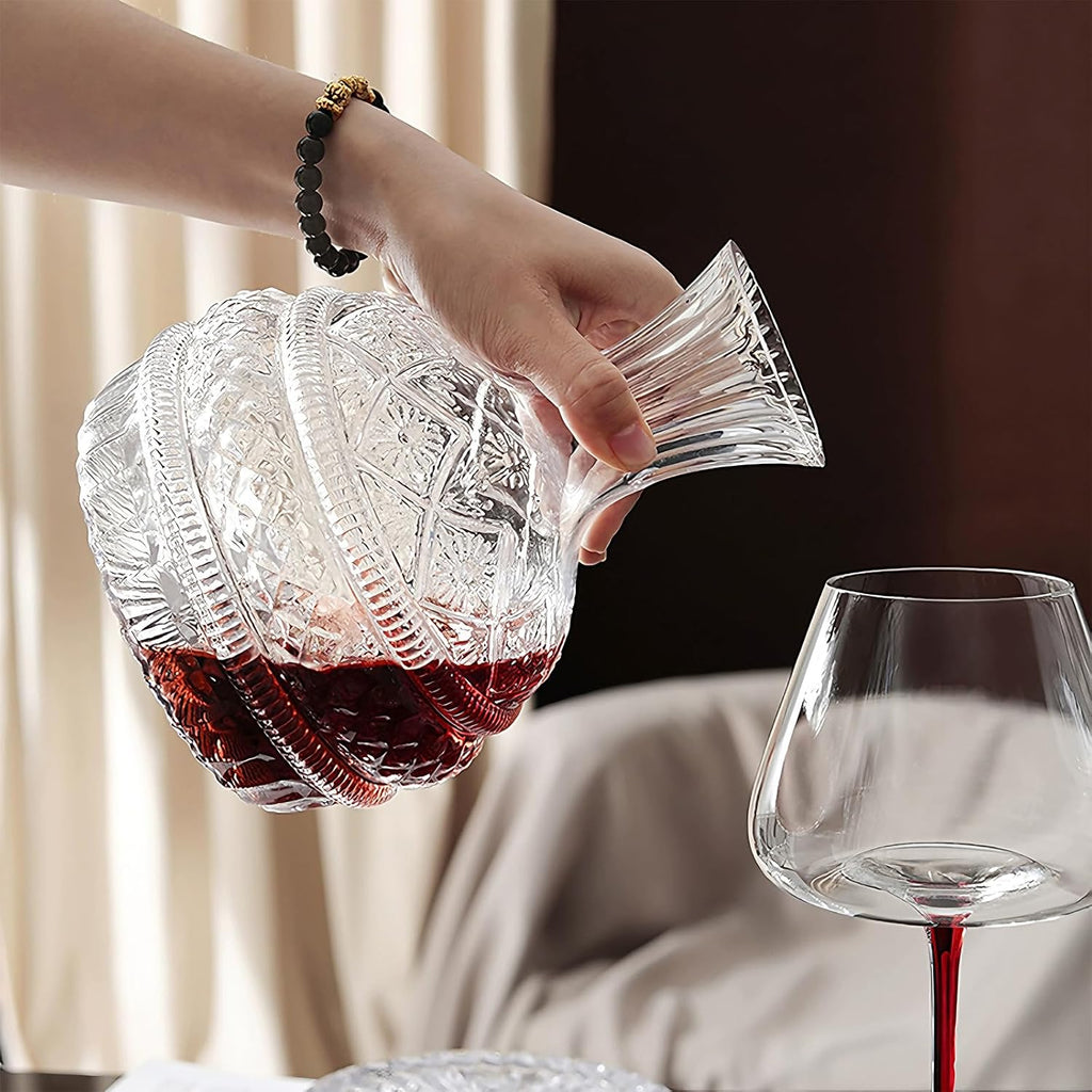 Decanter,1600ml Rotatable Glass Whiskey Decanter with Stopper