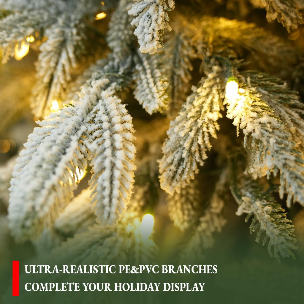 Prelit Luxury Flocked Christmas Tree with Remote Control