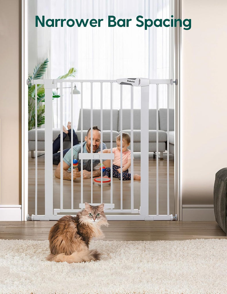 36" Tall Pet Gate with Cat Door, CatPrivilege II, 29-40", White