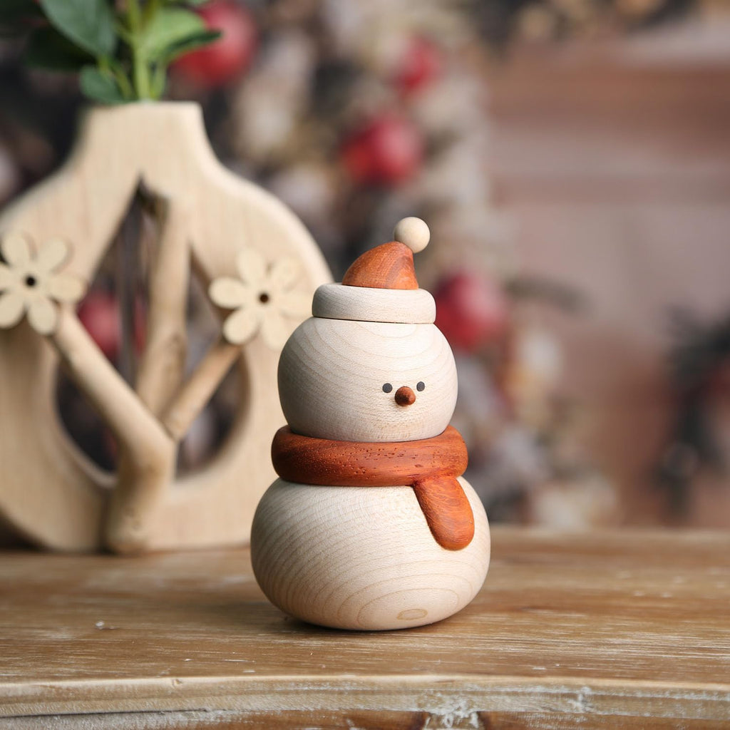 Christmas Snowman Decoration,Wooden Snowman Figurine,Rustic for Her or Him,Festive Home and Car Christmas Decor