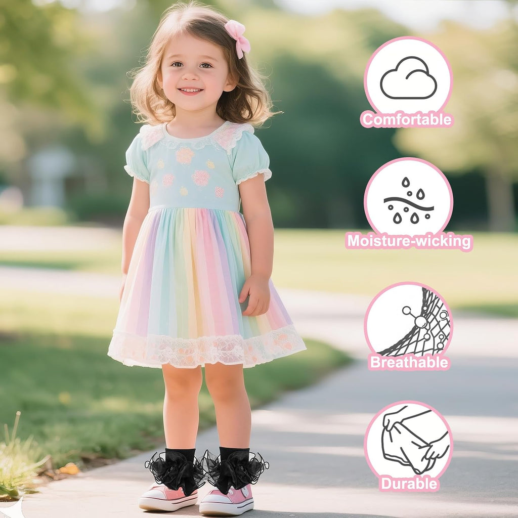 Double Lace Turn Cuff Frilly Church Dress Socks