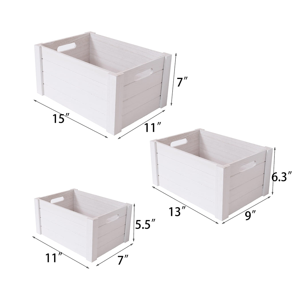 Farmhouse Modern White Wooden Crates For Storage