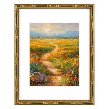 11x14 Gold Vintage Bamboo Frame for 8x10 Photo, Solid Wood