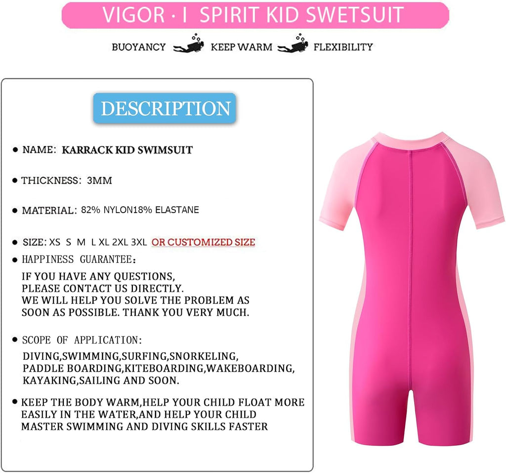 Girls and Boys One Piece Rash Guard Swimsuit Kid Water Sport Short Swimsuit UPF 50+ Sun Protection Bathing Suits