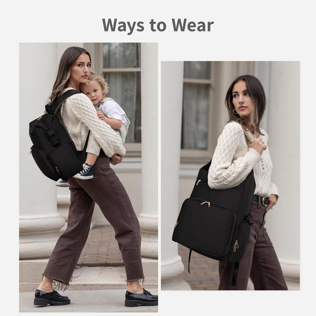 Neoprene Diaper Bag Backpack with Changing Pad, Large Newborn Baby Maternity Bags Travel Tote with Insulated Pockets