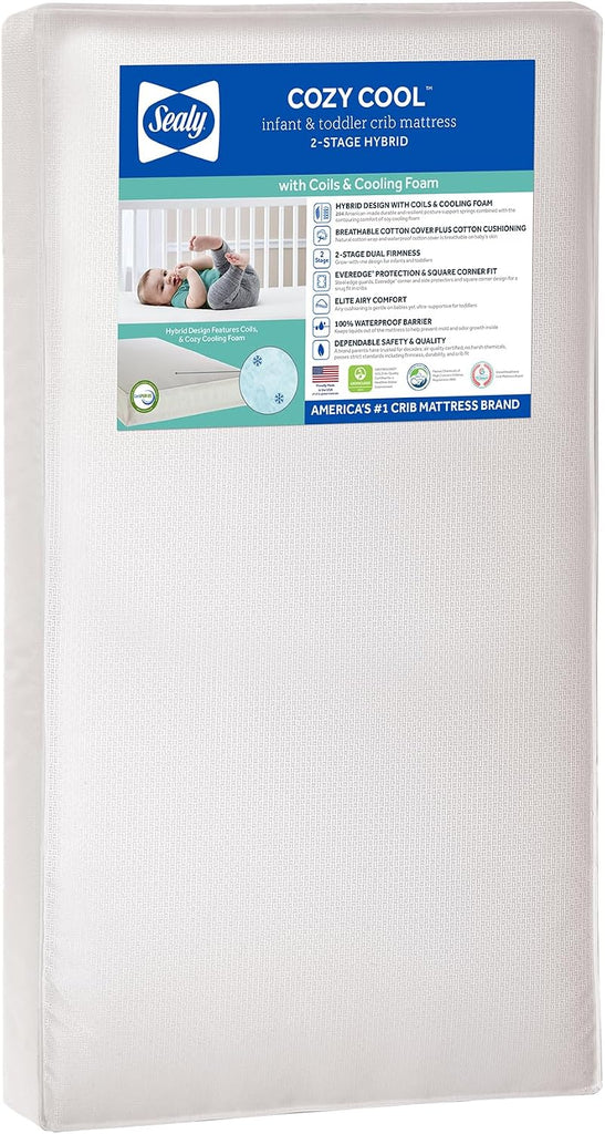 2 Stage Infant Crib Mattress Plus Toddler Bed Fit, Breathable, Cooling Foam Cotton Cover, Dual Firmness &