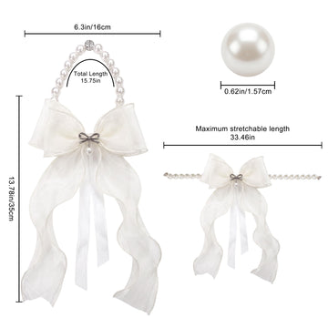 Pearl Bow Magnetic Curtain Tiebacks Decor (2, White)