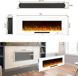 50 inch Electric Fireplace, Recessed & Wall Mounted Fireplace Heater with Remote Control and 750/1500W Thermostat