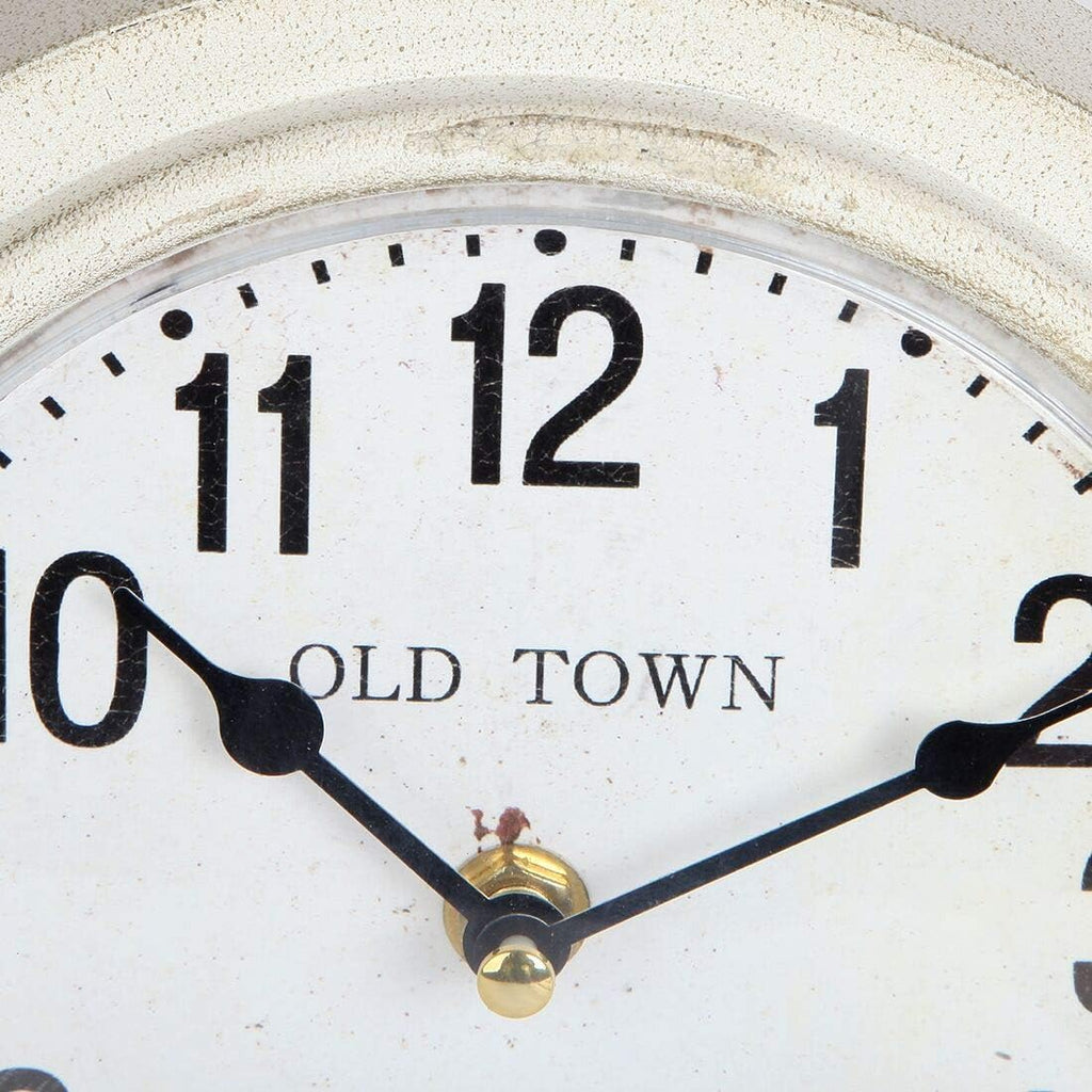 Lily's Home Antique Inspired Farmhouse Desk Or Mantel Clock, Battery Powered, Metal Body, Ivory