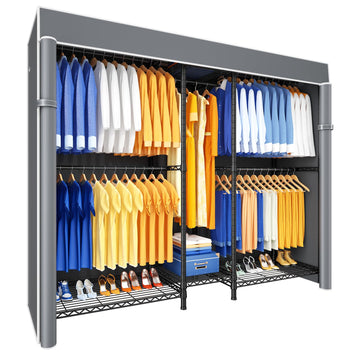 E12C Pro Heavy Duty Closet Organizer System, Freestanding Clothing Racks for Hanging Clothes, Adjustable Garment Rack