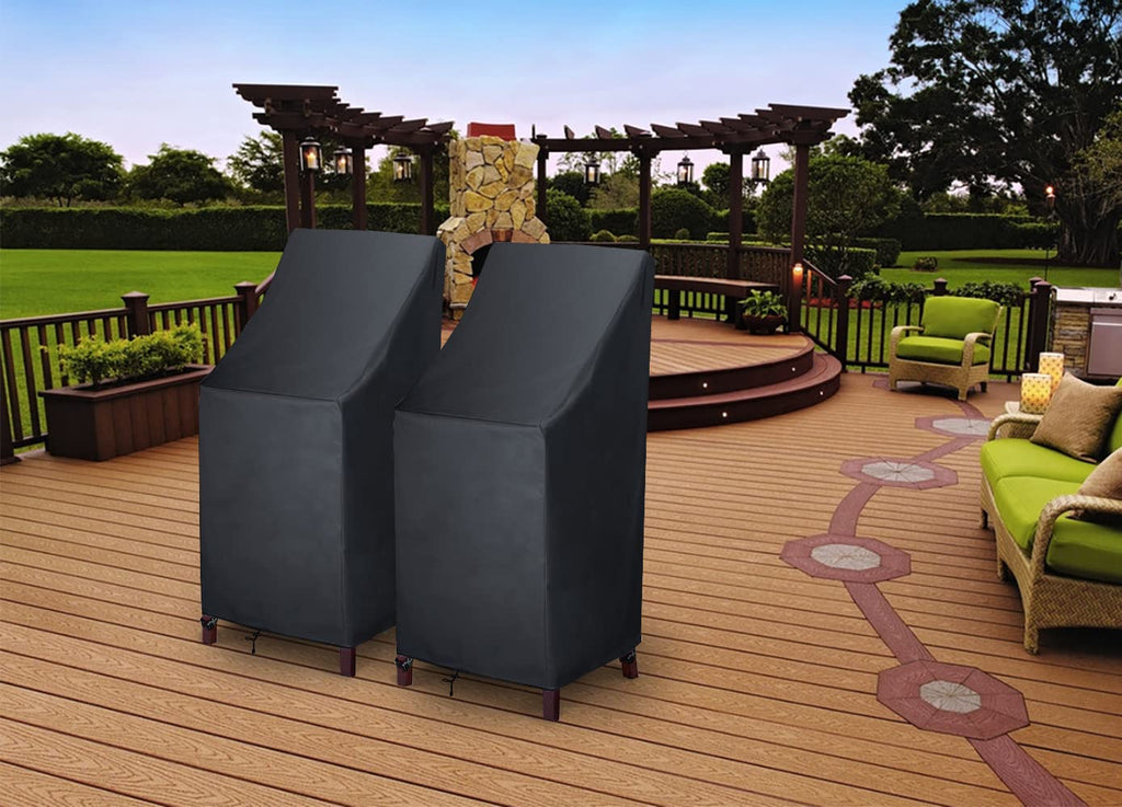 High Back Patio Chair Cover, Stackable Outdoor Chair Covers, Durable 600D Oxford Barstool Chair Covers, Heavy Duty