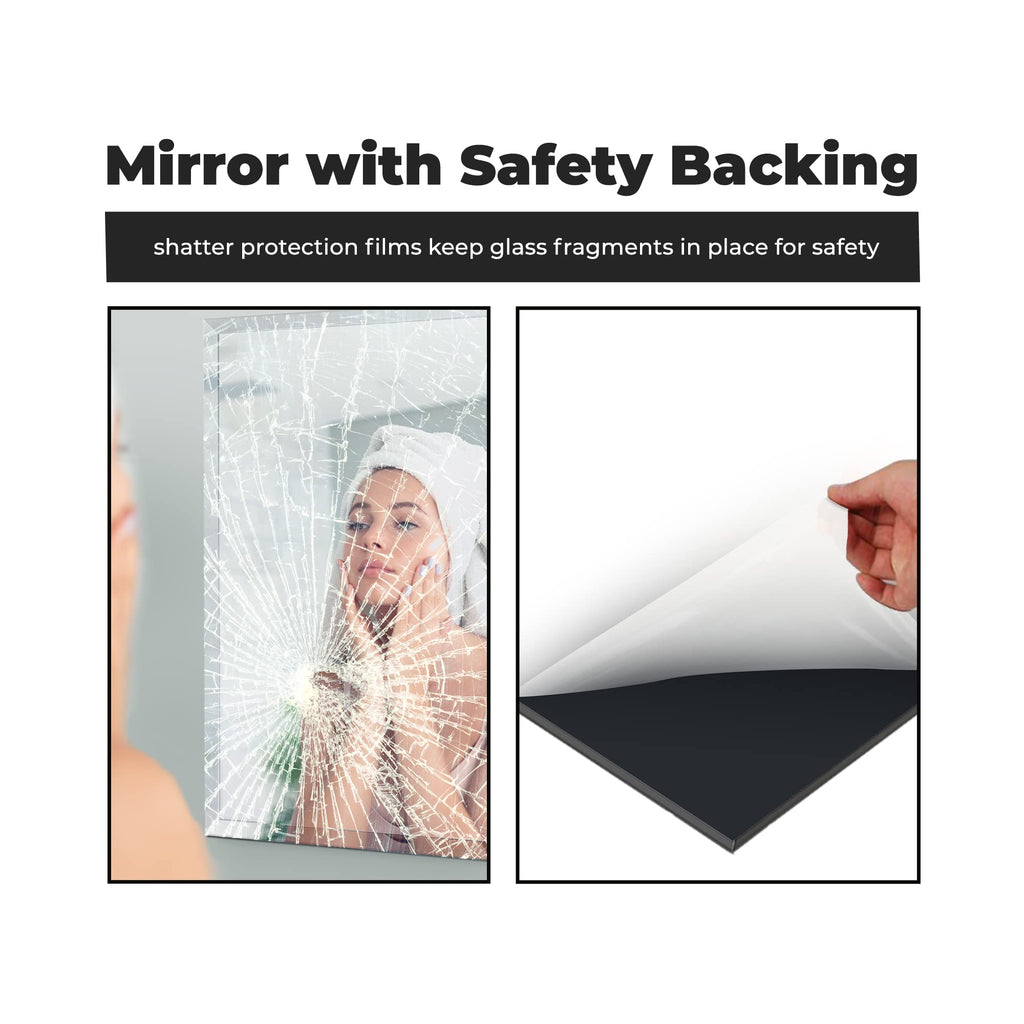 30" x 40" Inch Rectangle Beveled Polished Frameless Wall Mirror with Hooks by (MRec30x40BE6MM)