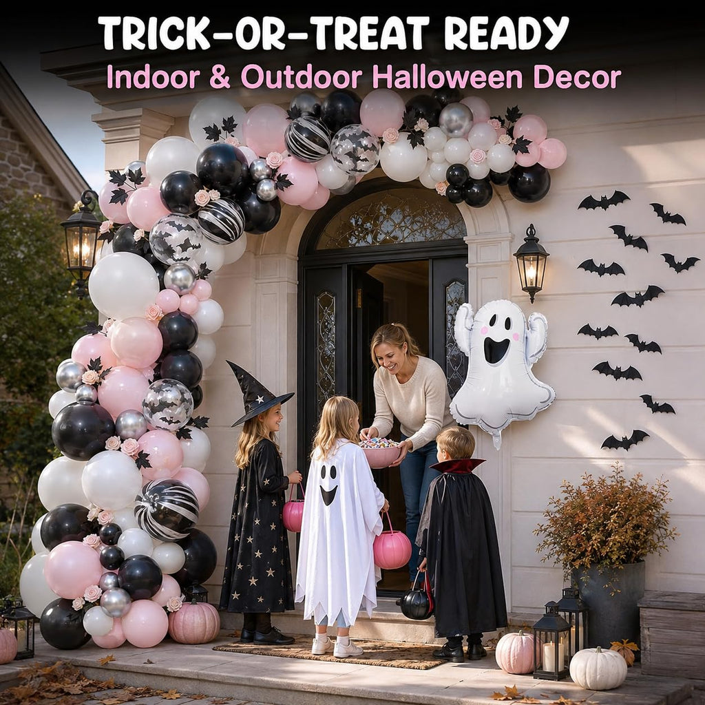 Pink Ghost Halloween Balloon Arch Garland Kit Spooky One Birthday Balloons