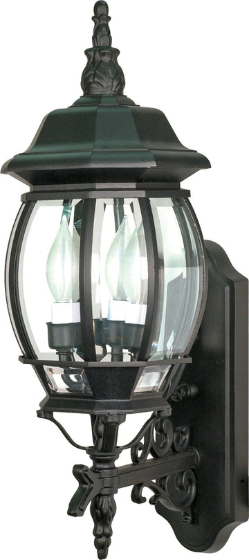 60/890 Traditional Three Light Outdoor Wall Mount from Central Park Collection in Black Finish