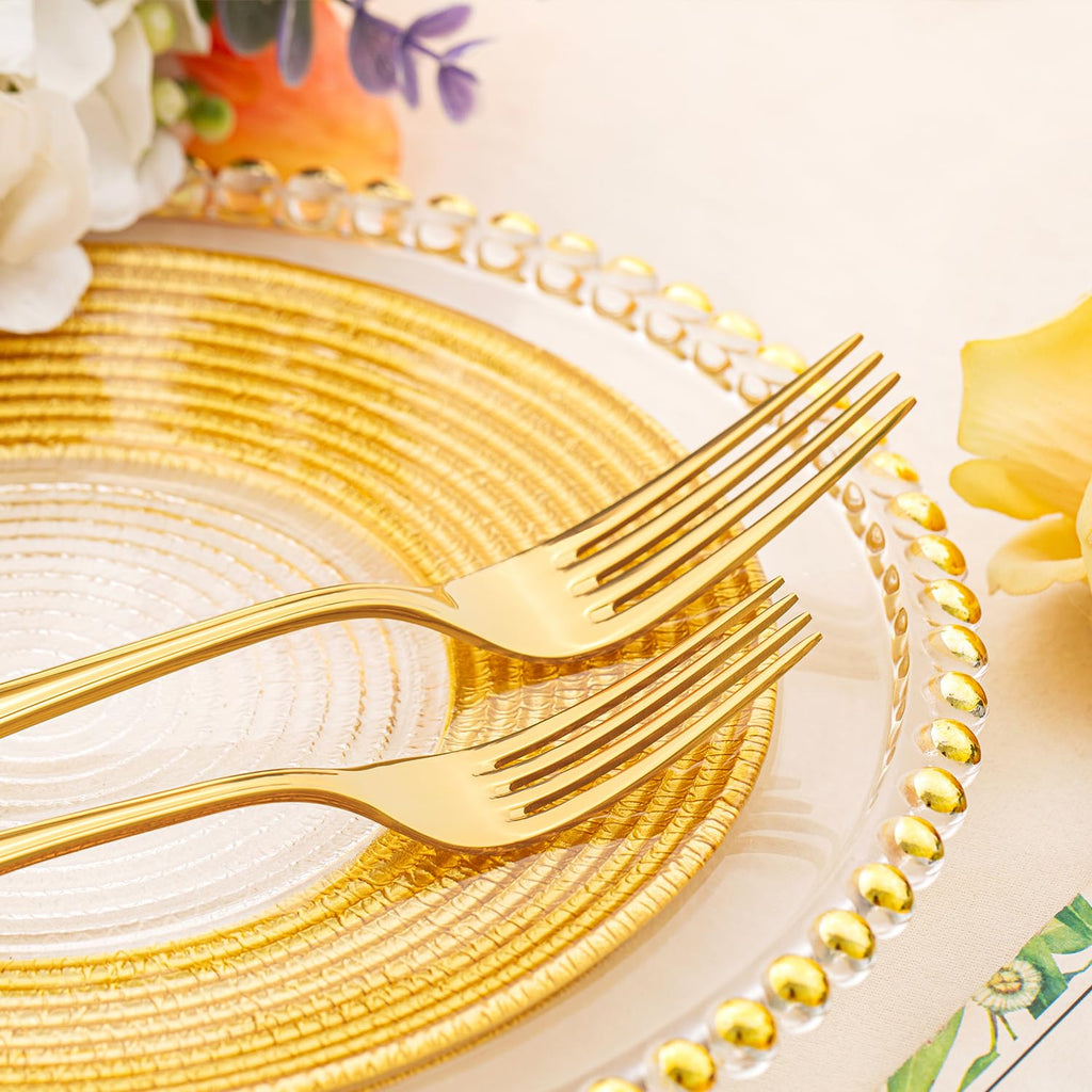 18/10 Stainless Steel Silverware Set for 8, 40 Piece Gold Flatware Set