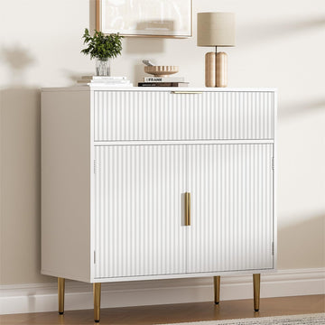 Sideboard Buffet Cabinet with 2 Doors and Large Drawer, White
