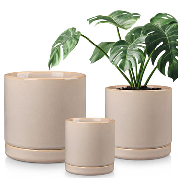 Ceramic Planters, Plant Pots for Indoor Plants, 6.25+8.25+10.25 Inch Ceramic Pots for Plants, Flower Pots with